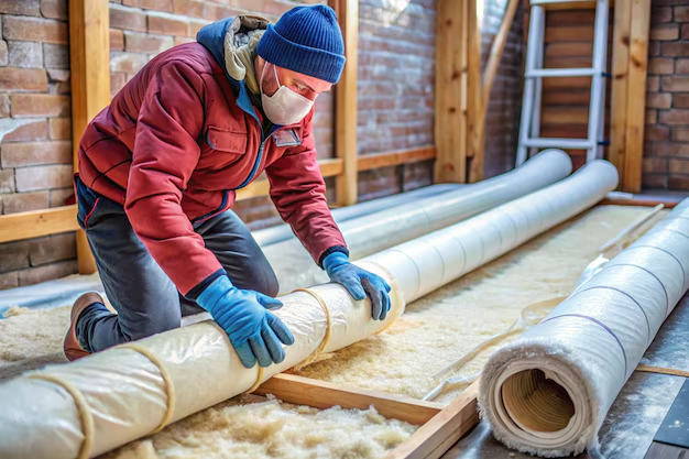 person winterizing pipes with insulation for cold weather